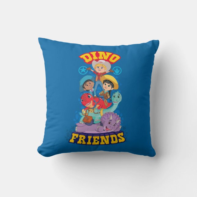 Dino Friends | Dino Ranch Throw Pillow (Front)