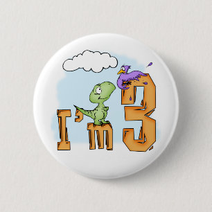 Dino Fun 3rd Birthday 2 Inch Round Button