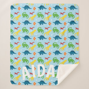 Dino Fun Kids Personalized Sherpa Blanket