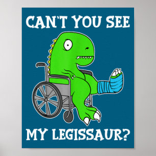 Dino Funny Get Well Broken Leg Gift Dinosaur With Poster
