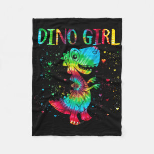 Dino Girl Dinosaur Lover Tie Dye Cute T-rex Hallow Fleece Blanket