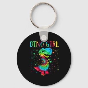 Dino Girl Dinosaur Lover Tie Dye Cute T-rex Hallow Keychain