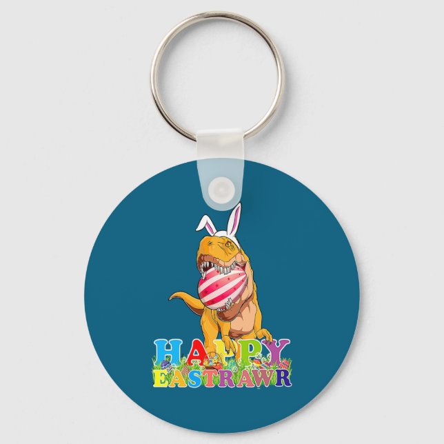 Dino Happy Eastrawr Rex Easter Keychain (Front)