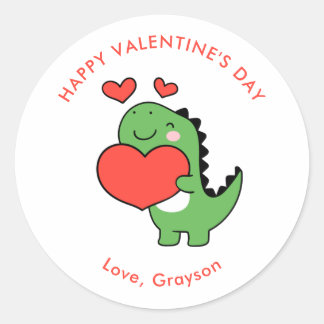 Dino Heart Personalized Valentine's Day Stickers