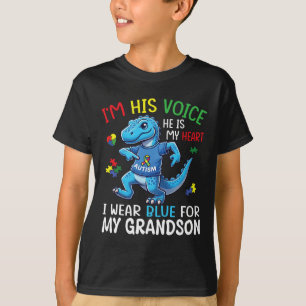 Dino I’m His Voice He’s My Heart I Wear Blue For M T-Shirt