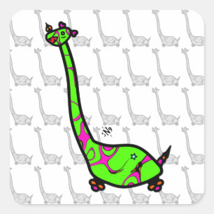 Dino Joe Colourful horned dinosaurs like creature Square Sticker