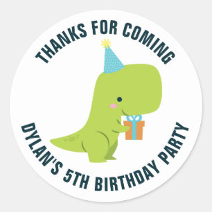 Dino Kids Birthday Party Classic Round Sticker