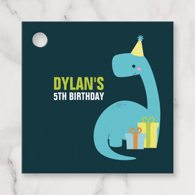 Dino Kids Birthday Party Favour Tags (Front)