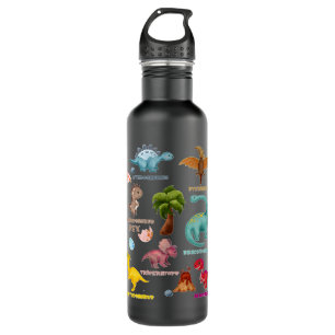 Dino Kids Identification Types Of Dinosaurs Design 710 Ml Water Bottle
