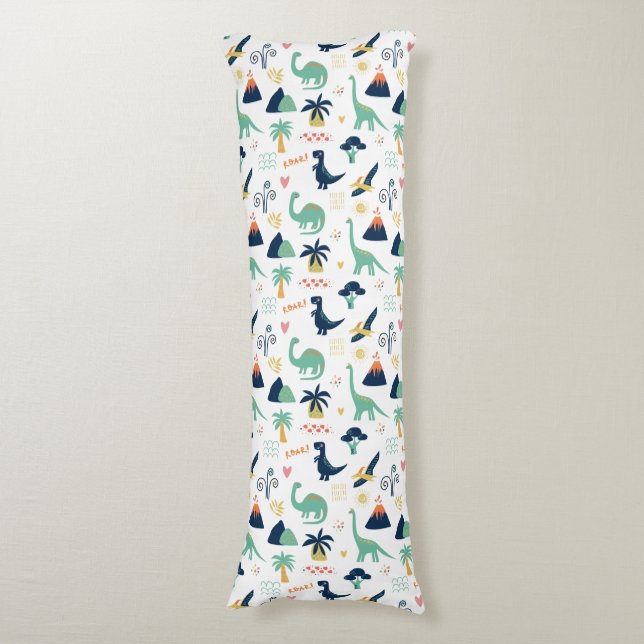 Dino Land White Body Pillow (Front Vertical)