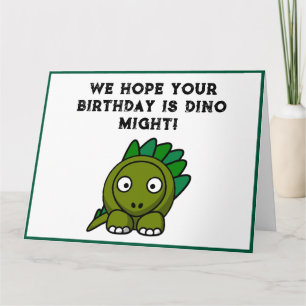 Dino Might Birthday, Cute Stegosaurus Kids Cartoon Card