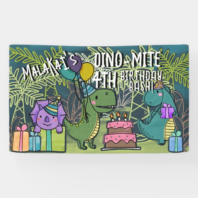 Dino-Mite Bannière du Dinosaure pour la fête d'ann (Horizontal)