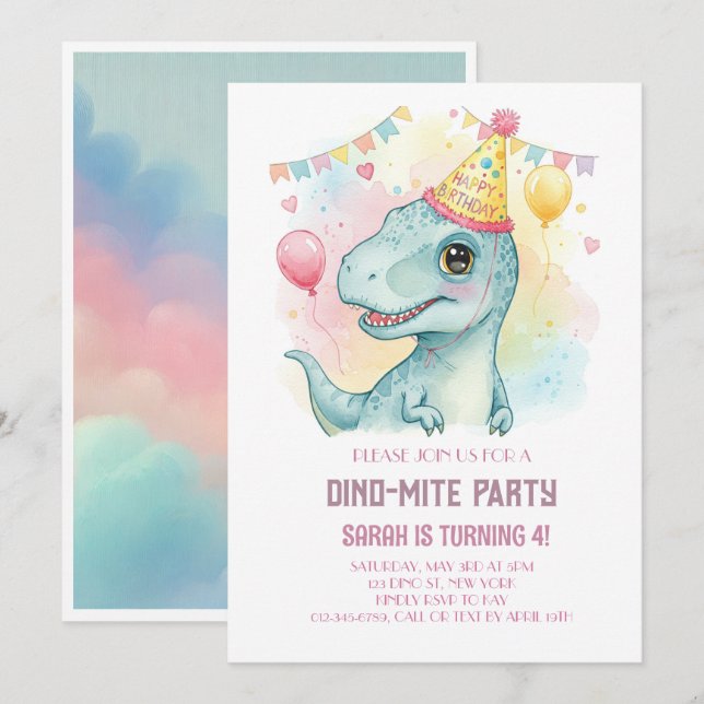 DINO-MITE BIRTHDAY INVITATION (Front/Back)