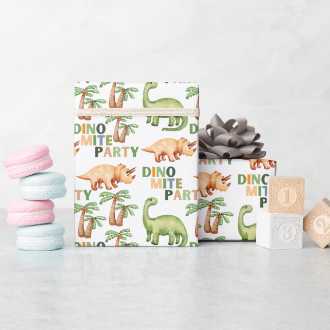 Dino-mite birthday party wrapping paper (Baby Shower)