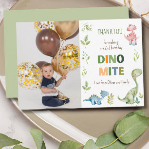 Dino-mite birthday photo  thank you card