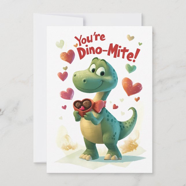 Dino-mite Child's Valentine's Day Card (Front)