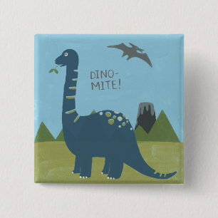 Dino-mite Dinosaur 2 Inch Square Button