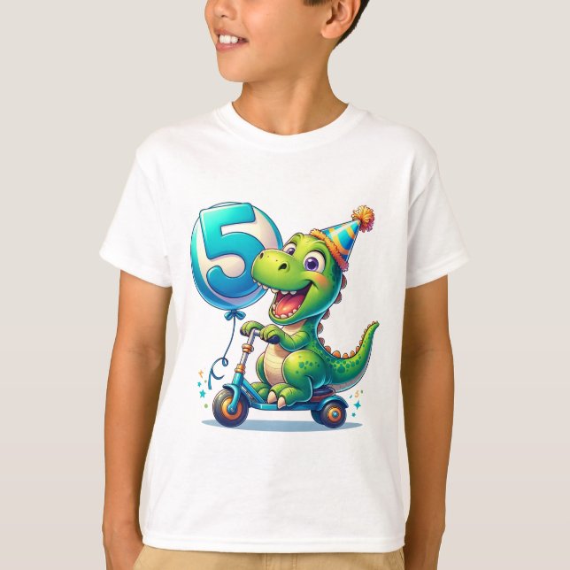 Dino-mite Five: Roaring into Year Five T-Shirt (Front)