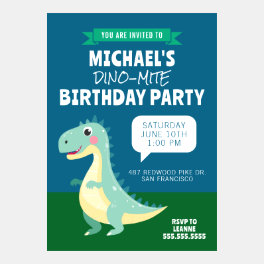 Dino-Mite Kids Birthday Dinosaur Party Invitation