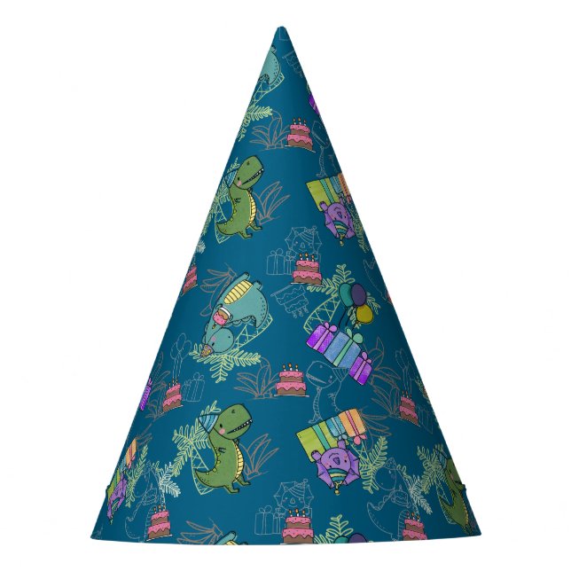 Dino-Mite Kid's Birthday Party Dinosaur Party Hat (Front)