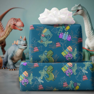 Dino-Mite Kid's Birthday Party Dinosaur Wrapping Paper