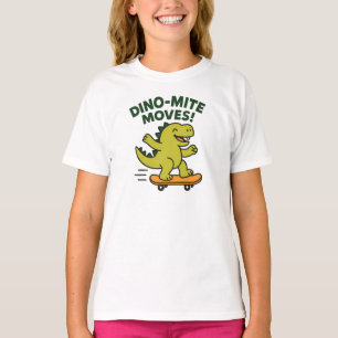 Dino-Mite Moves Green Skateboarding Dino T-Shirt