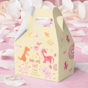 Dino-mite pink dino birthday party favor box
