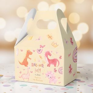 Dino-mite pink dino birthday party favor box