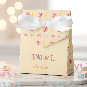 Dino-mite pink dino birthday party favor box