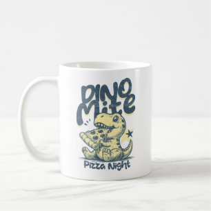 Dino Mite Pizza Night Cute Art Coffee Mug