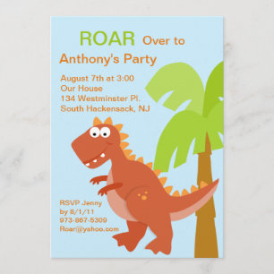 DINO-mite Red Dinosaur Kids Birthday Invitation