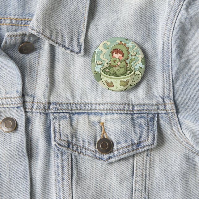 Dino Mug Adventure 2 Inch Round Button (In Situ)