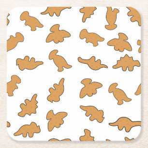 Dino Nuggets Pattern Square Paper Coaster