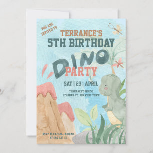 Dino Party Baby Invitation