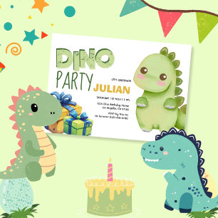 Dino Party Cute Dinosaur Birthday Invitation