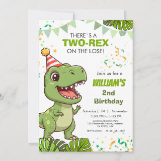 Dino Party Deuxième invitation anniversaire