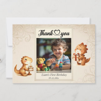 Dino Personalized Photo Thank You Card