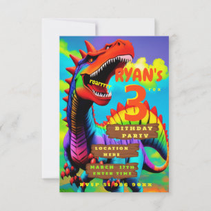 Dino personnalisé invitation de trois rex annivers