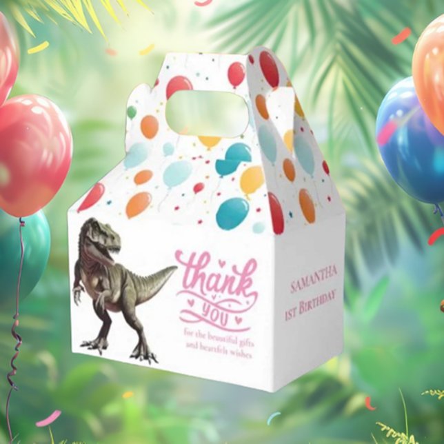 Dino Pink Girl Favour Box  (Unleash the fun with a Jurassic World dinosaur party!)