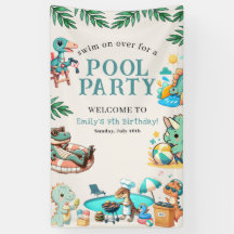 Dino Pool Party Birthday Invitation