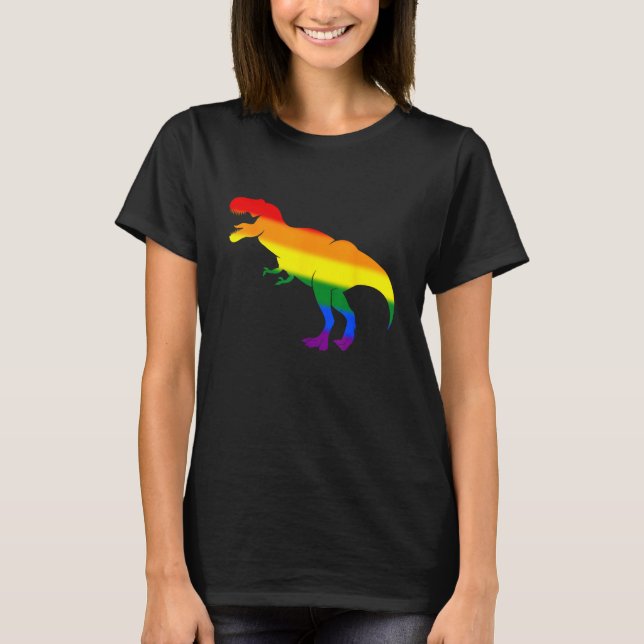 Dino Pride Rainbow Flag  LBGT Pride Month T-Shirt (Front)