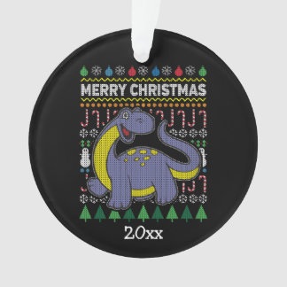 Dino Purple Ugly Christmas Sweater Wildlife Series Ornament