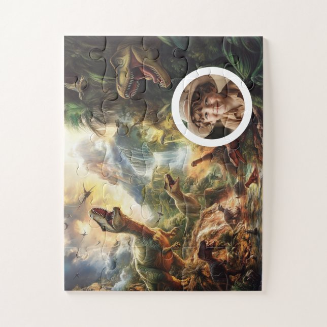 Dino Puzzle Customizable T-Rex Birthday Gift Boys (Vertical)