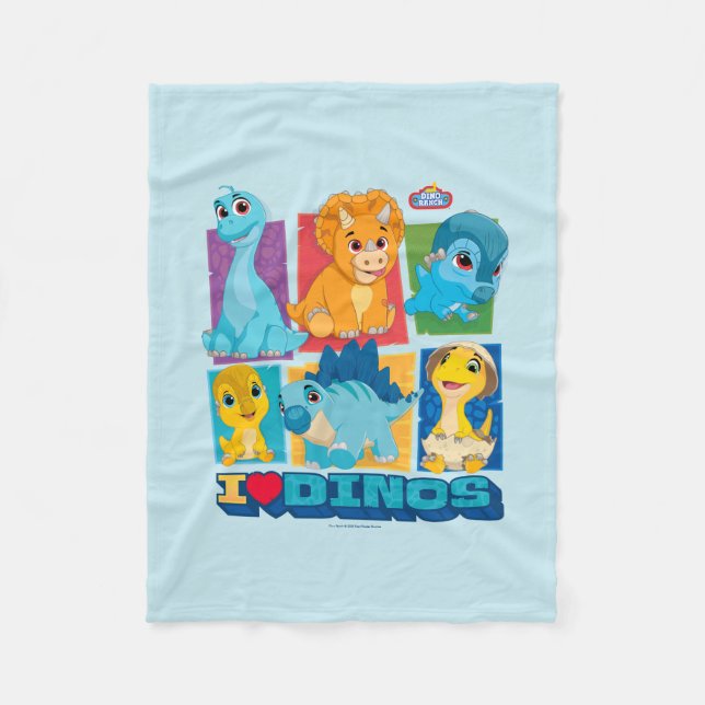 Dino Ranch | Fun & Colourful Dinosaur Fleece Blanket (Front)