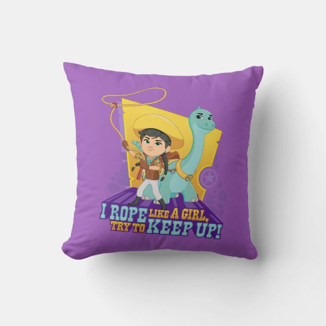 Dino Ranch | Min and Clover Throw Pillow (Front)