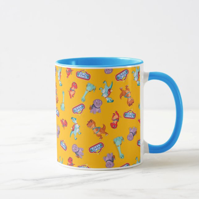 Dino Ranch Pattern on Yellow Mug (Right)