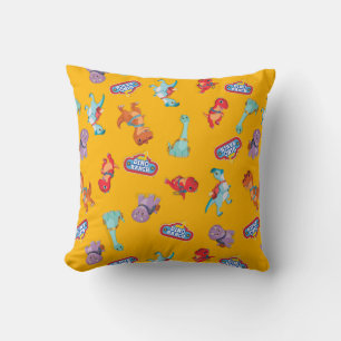 Dino Ranch Pattern on Yellow Throw Pillow