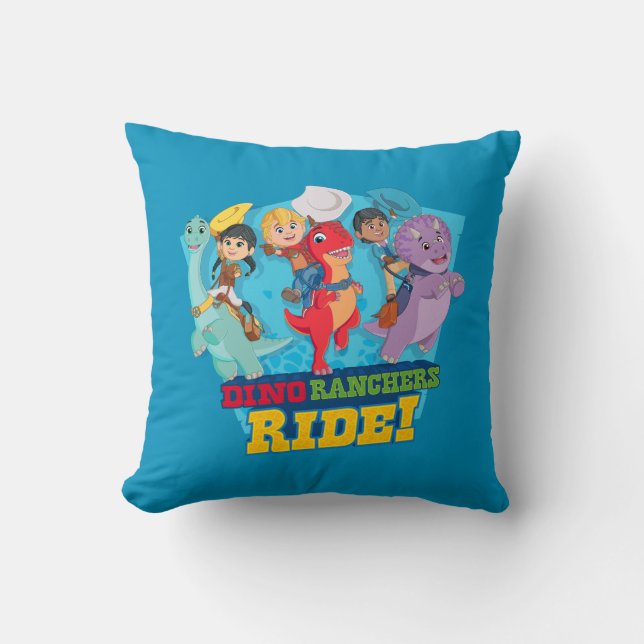 Dino Ranch | The Ranchers Ride! Throw Pillow (Front)