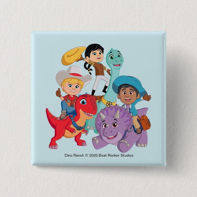 Dino Ranch Yee Haw! 2 Inch Square Button (Front)