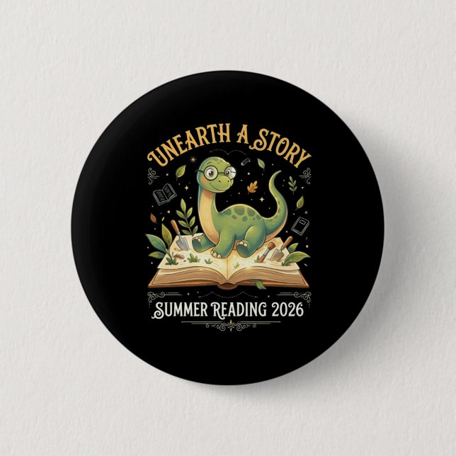 Dino Reading Adventure Summer 2026 T 2 Inch Round Button (Front)